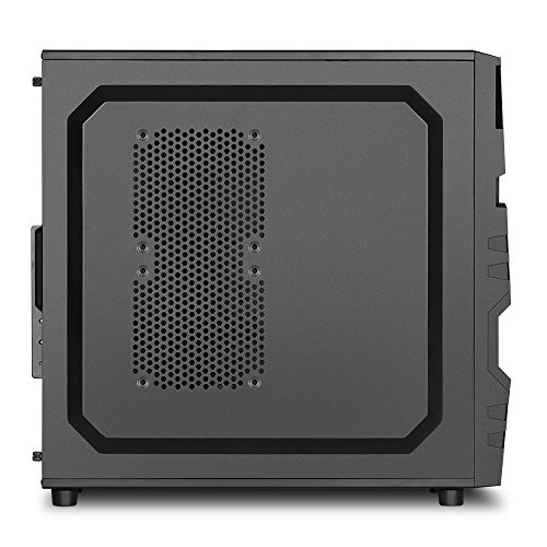 Sharkoon VG5-V - Caja de Ordenador Gaming (semitorre ATX, iluminación Azul, Incluye 2 Ventiladores LED, 2 bahías de 5,25”), Negro