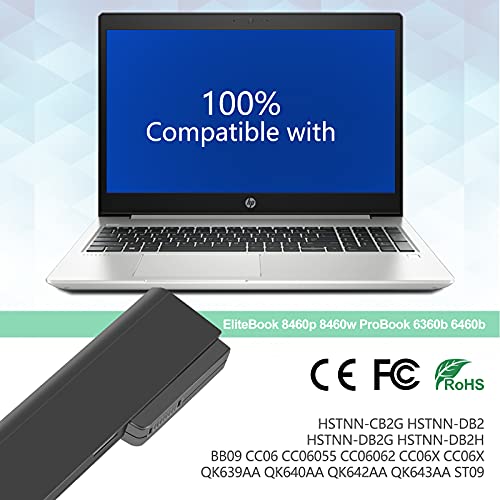 Shentec 4400mAh CC06 CC06XL CC09 Batería Laptop para HP EliteBook 8460p 8460w 8470p 8470w 8560p 8560w 8570p ProBook 6360b 6460b 6465b 6470b 6560b 6565b 6570b 628664-001 628666-001 [6Celdas/10,8V]