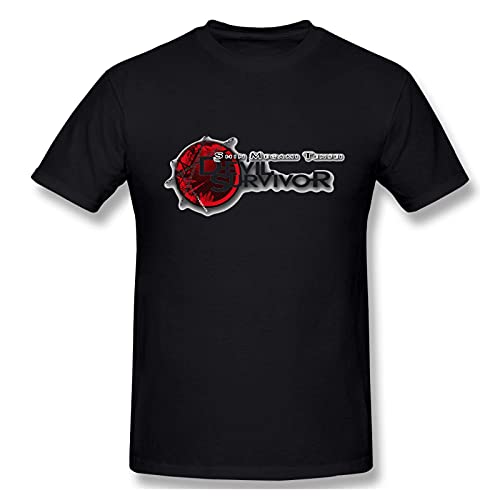 Shin Megami Tensei Devil Survivor Logo Men's Cotton Basic Performance Short Sleeve T-Shirt Black Camisetas y Tops(Small)
