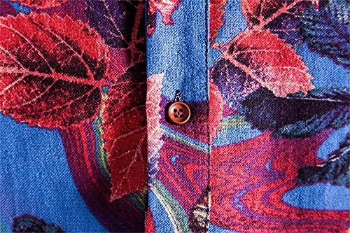 Shirt Hombres Transpirable Verano Botón Tapeta Manga Corta Hombres Shirt Casual Personalidad Moda Imprimir Hombres T-Shirt Tendencia All-Match Hawaii Hombres Shirt Playa C-03 M