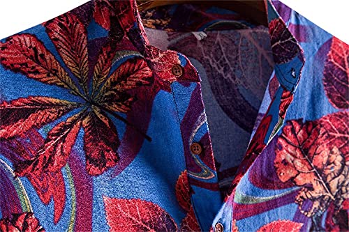 Shirt Hombres Transpirable Verano Botón Tapeta Manga Corta Hombres Shirt Casual Personalidad Moda Imprimir Hombres T-Shirt Tendencia All-Match Hawaii Hombres Shirt Playa C-03 M