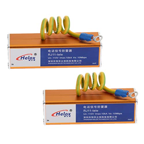 Shiwaki 2 Piezas RJ-11 Trueno Y Pararrayos Teléfono Fax Surge Protector # 2