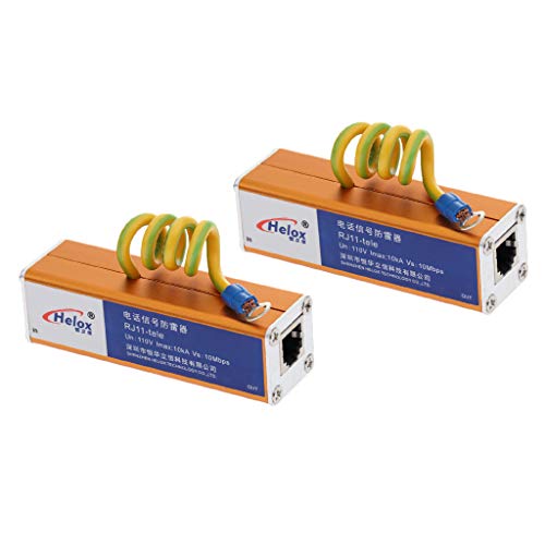 Shiwaki 2 Piezas RJ-11 Trueno Y Pararrayos Teléfono Fax Surge Protector # 2