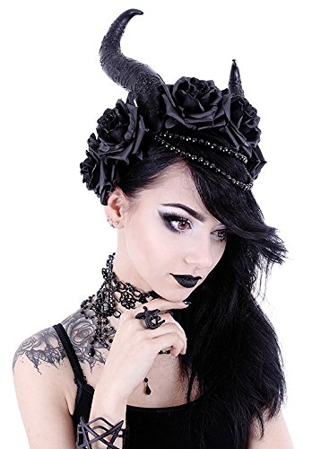 shoperama Gothic Head Jewellery – Satanisches Horn with Black Roses Diabolisch