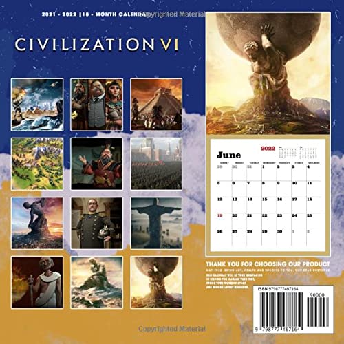 Sid Meier's Civilization VI: OFFICIAL 2022 Calendar - Video Game calendar 2022 - Sid Meier's Civilization VI -18 monthly 2022-2023 Calendar - ... girls kids and all Fans BIG SIZE 17''x11''