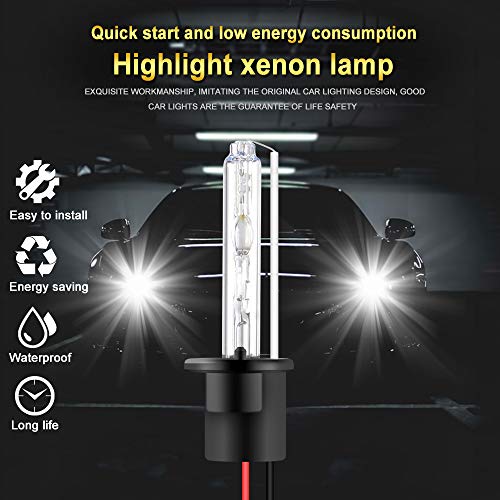 Sidaqi 2 x Bombillas de xenón H1 HID 6000 K xenón blanco Reemplazo para bombillas de faros delanteros de automóviles Lámpara de haz alto/bajo