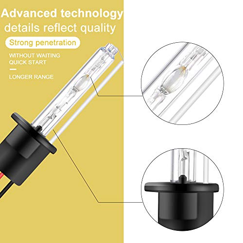 Sidaqi 2 x Bombillas de xenón H1 HID 6000 K xenón blanco Reemplazo para bombillas de faros delanteros de automóviles Lámpara de haz alto/bajo