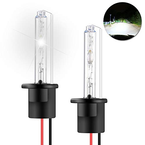 Sidaqi 2 x Bombillas de xenón H1 HID 6000 K xenón blanco Reemplazo para bombillas de faros delanteros de automóviles Lámpara de haz alto/bajo