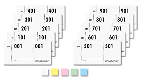 Sigel GN110 VE10 - Bloc de billetes numerados (10 blocs de 100 números, del 1 al 1000), colores surtidos