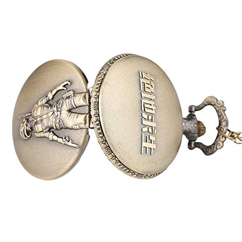 SILOLA Atractivo Reloj Bolsillo con Tema PUBG, Relojes Bolsillo con Caja Bronce Retro Hombre, Reloj Colgante Cadena delgaaleación hábil Regalos para Hombres Mujeres Niños