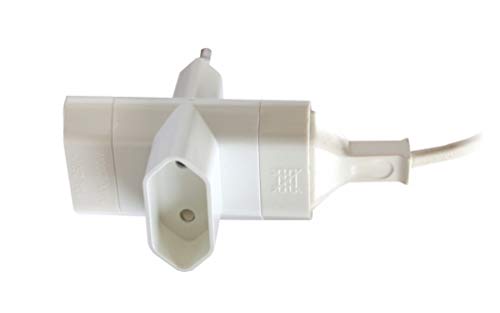Silver Electronics 9280 Adaptador Triple Espiga de 3 Tomas Bipolar con protección, Blanco