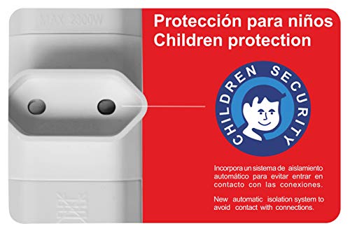 Silver Electronics 9280 Adaptador Triple Espiga de 3 Tomas Bipolar con protección, Blanco