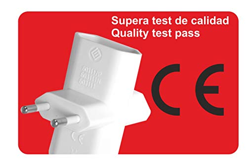 Silver Electronics 9280 Adaptador Triple Espiga de 3 Tomas Bipolar con protección, Blanco