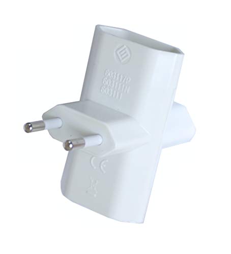 Silver Electronics 9280 Adaptador Triple Espiga de 3 Tomas Bipolar con protección, Blanco