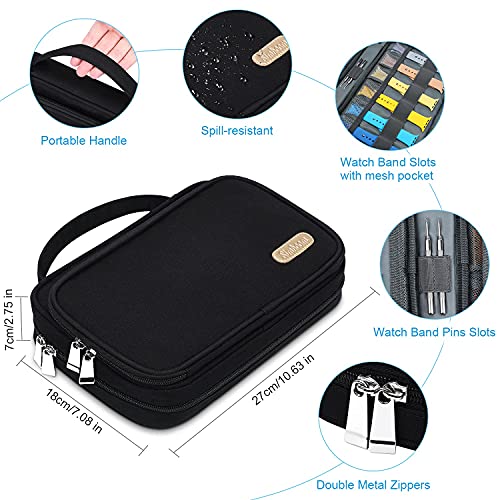SIMBOOM Bolsa de Organizador de Correa de Reloj, Impermeable Estuche Bolsa de Almacenamiento para Correa de Smartwatch, Organizador de Banda Puede Contener 36 Bandas de Reloj - Negro