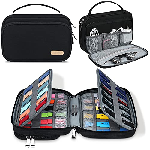 SIMBOOM Bolsa de Organizador de Correa de Reloj, Impermeable Estuche Bolsa de Almacenamiento para Correa de Smartwatch, Organizador de Banda Puede Contener 36 Bandas de Reloj - Negro