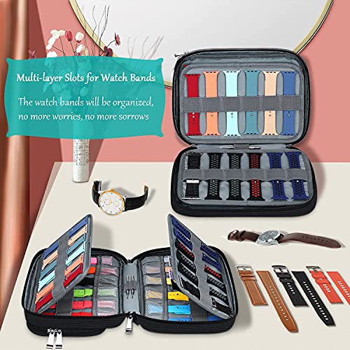 SIMBOOM Bolsa de Organizador de Correa de Reloj, Impermeable Estuche Bolsa de Almacenamiento para Correa de Smartwatch, Organizador de Banda Puede Contener 36 Bandas de Reloj - Negro