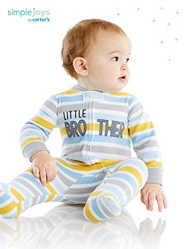 Simple Joys by Carter's 2-Pack Fleece Footed Sleep and Play Pijamas para bebés y niños pequeños, Azul Claro/Amarillo, Perros, 3-6 Meses, Pack de 2