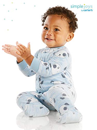 Simple Joys by Carter's 2-Pack Fleece Footed Sleep and Play Pijamas para bebés y niños pequeños, Azul Claro/Amarillo, Perros, 3-6 Meses, Pack de 2