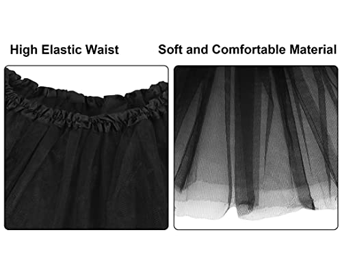 Simplicity Falda de tut¨² de tul el¨¢stica cl¨¢sica de 3 capas para mujer, negro, talla ¨²nica