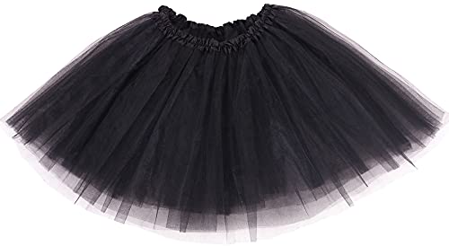 Simplicity Falda de tut¨² de tul el¨¢stica cl¨¢sica de 3 capas para mujer, negro, talla ¨²nica