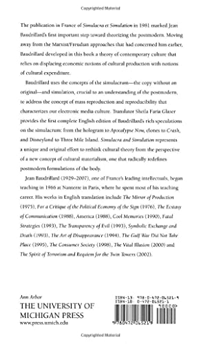 Simulacra and Simulation (The Body in Theory: Histories of Cultural Materialism)