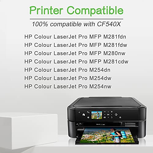 SINOPRINT - Cartucho de tóner Compatible para HP 203X CF540X 203A CF540A para Color Laserjet Pro MFP M281fdn M281fdw M280nw M281cdw, Pro M254dn M254dw M254nw HP203X HP203A (1 Negro)