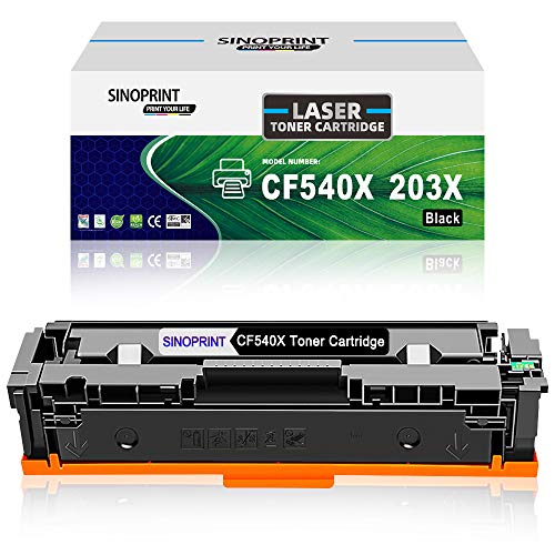 SINOPRINT - Cartucho de tóner Compatible para HP 203X CF540X 203A CF540A para Color Laserjet Pro MFP M281fdn M281fdw M280nw M281cdw, Pro M254dn M254dw M254nw HP203X HP203A (1 Negro)