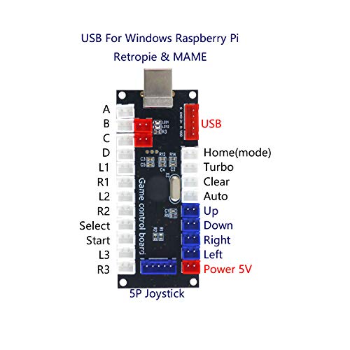 SJ@JX Arcade Game Controller USB Encoder Zero Delay 2 Player to Joystick Button for PC MAME Raspberry Pi Retro