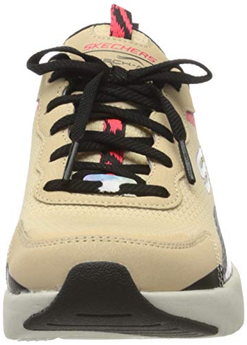 Skechers Skech-Air Stratus Super Galaxy, Zapatillas Mujer, Beige Natural Mesh Negro Hot Melt Rojo Leopard Ntbk, 39 EU