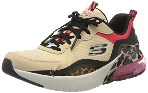 Skechers Skech-Air Stratus Super Galaxy, Zapatillas Mujer, Beige Natural Mesh Negro Hot Melt Rojo Leopard Ntbk, 39 EU