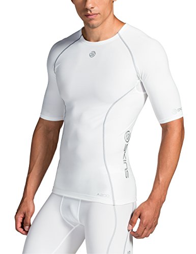Skins A200 Short - Pantalones Cortos, de Manga Corta, de compresión de Running para Hombre, tamaño XXL, Color Blanco