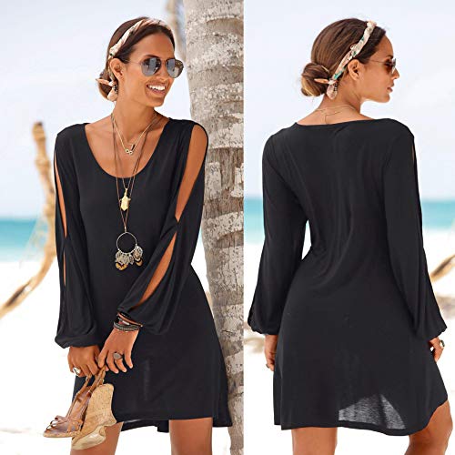 skrskr Vestido Informal de Playa con Cuello en V Profundo de AliExpress Ebay Summer 2018 para Mujer 8977 Negro XXL