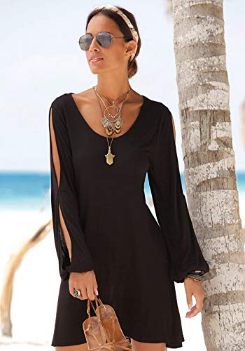 skrskr Vestido Informal de Playa con Cuello en V Profundo de AliExpress Ebay Summer 2018 para Mujer 8977 Negro XXL