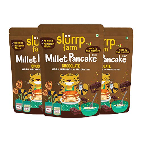 Slurrp Farm Mezcla instantánea de panqueques de chocolate con mijo, natural, saludable, vegano, sin gluten, bajo IG, bajo en grasas, apto para dietas, 5 oz (paquete de 3)