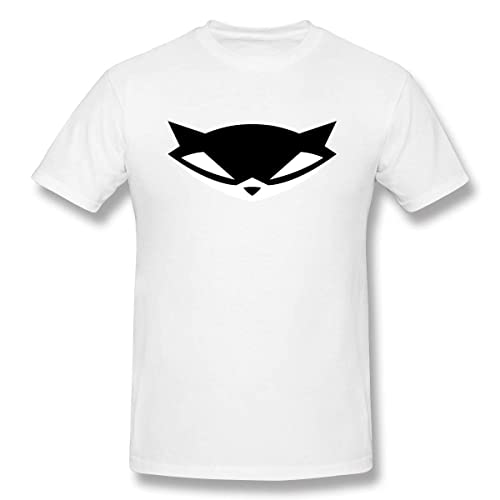 Sly Cooper Sly Logo Men T Shirts Short Sleeves Round Neck tee Summer Tops White Camisetas y Tops(Small)