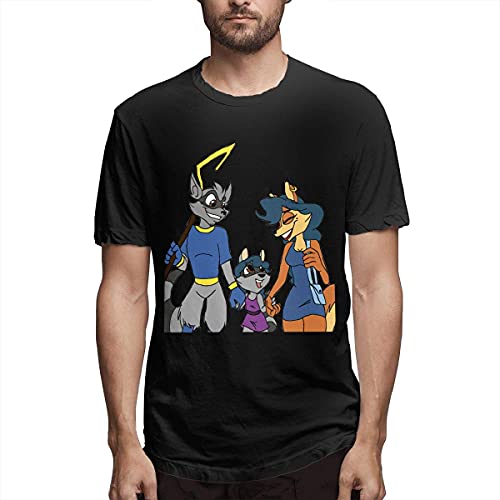 Sly Cooper Thieves in Time Mans T Shirts Short Sleeves Crew Tees Summer Tops Camisetas y Tops(Small)