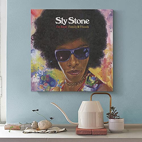 Sly Stone 4 - Póster de lienzo para pared (30 x 30 cm)