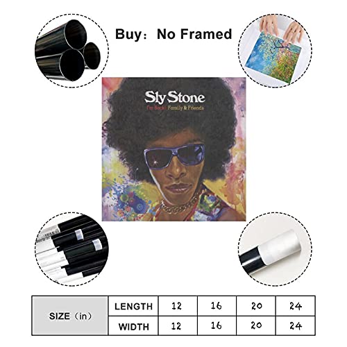Sly Stone 4 - Póster de lienzo para pared (30 x 30 cm)