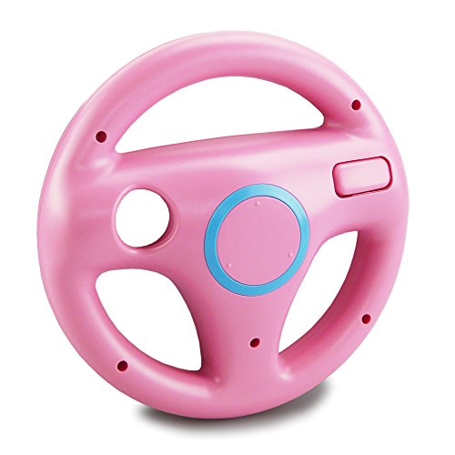 smardy 2x Volante de carreras / Racing Wheel De Dirección blanco + rosa compatible con Nintendo Wii y Wii U Remote (Mario Kart, Juego De Carreras...)