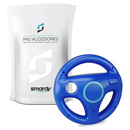 smardy Volante de carreras / Racing Wheel De Dirección azul compatible con Nintendo Wii y Wii U Remote (Mario Kart, Juego De Carreras...)