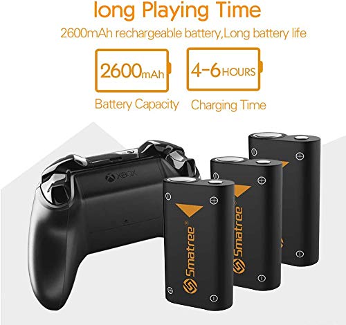 Smatree 3x2600mAh Batería de Controlador Xbox Series X, Xbox Series S, Batería Recargable &Cargador de Batería Dual para Xbox Series X, Xbox Series S, Xbox One, Xbox One Elite, Xbox One S, Xbox One X