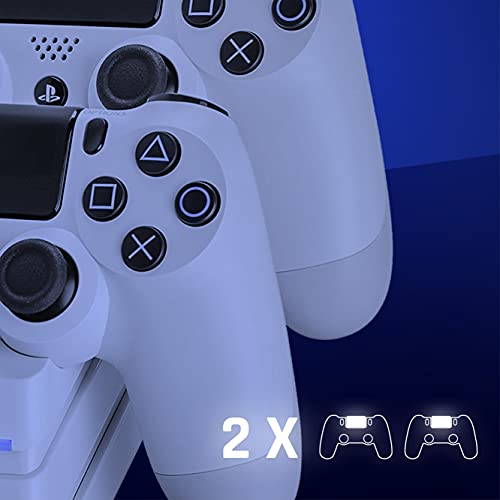 snakebyte PS4 Twin:Charge 4 - Blanco - Estación de Carga para Playstation 4/ PS4 Slim/Pro Dualshock Controller, Estación de Acoplamiento para 2 Gamepads Incl. Cable Micro USB, indicador LED de Carga