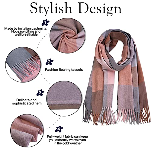 SOJOS Bufanda de Cuadros Invierno Ultra Suave Chenilla Acanalada Ligero Gruesa Clásico Chales SC316