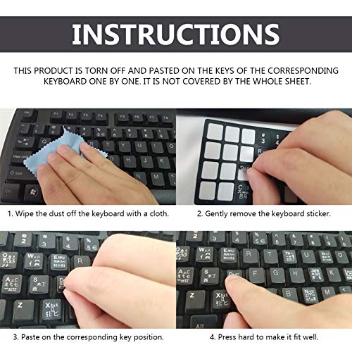 SOLUSTRE 10Pcs Pegatinas de Teclado Español Universales Calcomanías de Teclado de Repuesto Cubren Fondo con Letras Blancas para Computadora Portátil de Escritorio