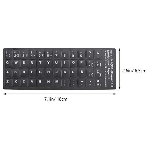 SOLUSTRE 10Pcs Pegatinas de Teclado Español Universales Calcomanías de Teclado de Repuesto Cubren Fondo con Letras Blancas para Computadora Portátil de Escritorio