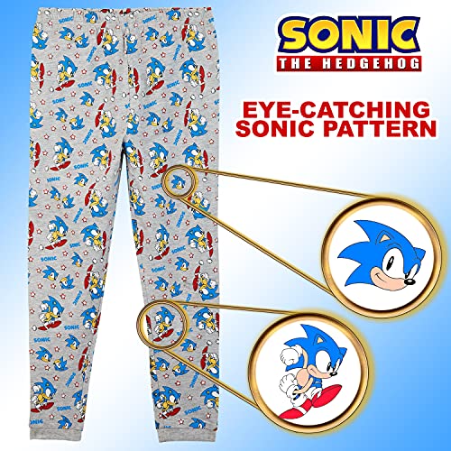 Sonic The Hedgehog Pijama Niño, Pijamas De Algodon De Manga Larga, Gaming Merchandise para Niños Y Adolescente De 4 A 14 Años (Azul/Gris, 7-8 años)