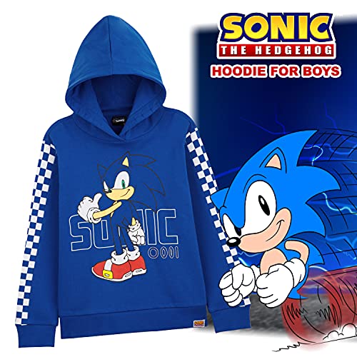 Sonic The Hedgehog Sudadera Niño con Capucha, Hoodie De Algodon para Gamers, Sudadera Chico Joven Adolescente, Regalos para Niños, Tallas 4-14 Años (Azul, 4-5 Años)