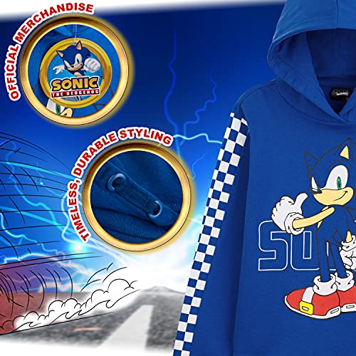 Sonic The Hedgehog Sudadera Niño con Capucha, Hoodie De Algodon para Gamers, Sudadera Chico Joven Adolescente, Regalos para Niños, Tallas 4-14 Años (Azul, 4-5 Años)