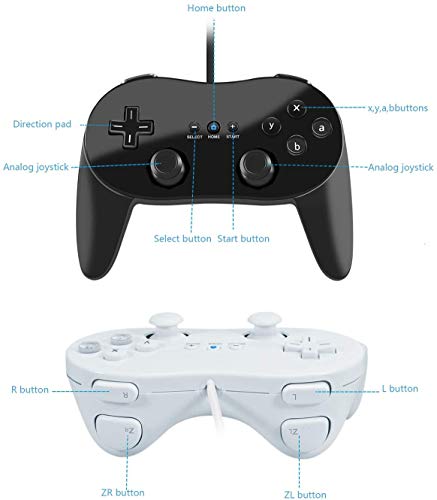 SONVIEE Classic Controller Pro para Wii Mando,Wired Wii Gamepad Pro Pad para Juegos Clásicos de Wii